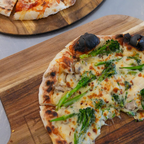 Summer Menu | Creamy Broccolini and Mushroom Pizza